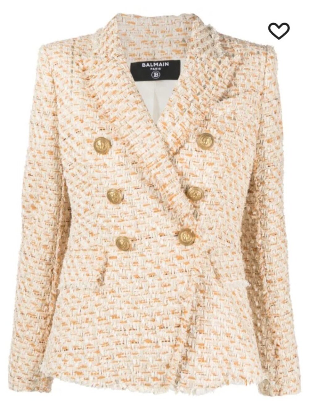 Balmain Blazer Jacket Size 38 Cream White Tan Tweed